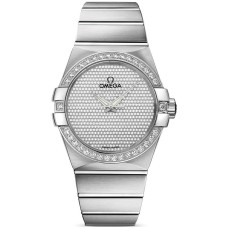 Cópia Omega Constellation Co-Axial Master Chronometer Diamond Dial Relógio feminino em ouro branco 123.55.38.20.99.001