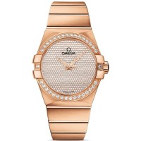Réplica Omega Constellation Co-Axial Master Chronometer Diamond Dial Relógio feminino em ouro rosa 123.55.38.20.99.004