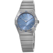 Cópia Omega Constellation Quartz 28 MM Relógio feminino de aço com mostrador azul 131.10.28.60.03.001