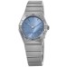 Cópia Omega Constellation Quartz 28 MM Relógio feminino de aço com mostrador azul 131.10.28.60.03.001