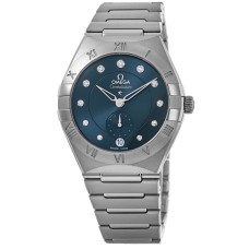 Cópia Omega Constellation Star 27 mm mostrador de diamante azul relógio feminino de aço inoxidável 131.10.34.20.53.001