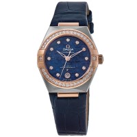 Relógio feminino falso Omega Constellation Co-Axial Master Chronometer Blue Dial Diamond 131.28.29.20.99.003