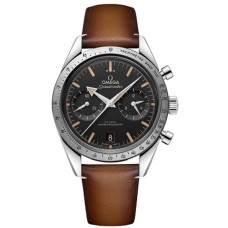 Copiar relógio masculino Omega Speedmaster 57 com pulseira de couro com mostrador preto 332.12.41.51.01.001