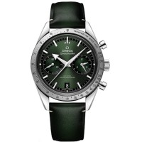 Relógio feminino falso Omega Speedmaster 57 com pulseira de couro com mostrador verde 332.12.41.51.10.001