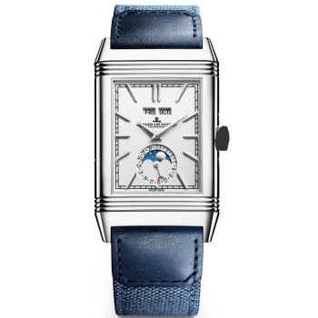 Réplica Jaeger LeCoultre Reverso Tribute Silver Dial Leather Strap Relógio Masculino 3918420