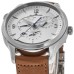 Cópia Jaeger LeCoultre Master Control Geográfica Prata Cronógrafo Mostrador Pulseira de Couro Relógio Masculino 4128420