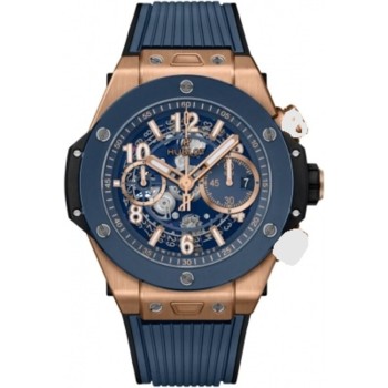 Relógio masculino Hublot Big Bang Unico esqueleto falso com pulseira de borracha em ouro rosa 421.OL.5180.RX