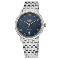 Replica Relógio Omega De Ville Prestige Co-Axial 39,5 mm com mostrador azul em aço 424.10.40.20.03.004