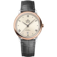 Cópia Omega De Ville Prestige Co-Axial 39,5 mm mostrador branco ouro rosa e pulseira de couro de aço relógio masculino 424.23.40.20.09.001