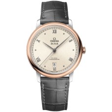 Cópia Omega De Ville Prestige Co-Axial 39,5 mm mostrador branco ouro rosa e pulseira de couro de aço relógio masculino 424.23.40.20.09.001