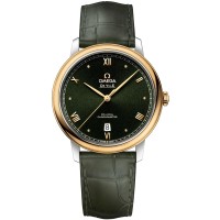 Cópia Omega De Ville Prestige Co-Axial 39,5 mm mostrador verde ouro amarelo e pulseira de couro de aço relógio masculino 424.23.40.20.10.001