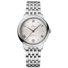 Cópia Omega De Ville Prestige Co-Axial Master Chronometer 34mm Relógio feminino de aço com mostrador prateado 434.10.34.20.02.001