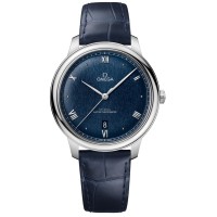 Replica Relógio Omega De Ville Prestige Co-Axial Chronometer Power Reserve 41 mm mostrador azul pulseira de couro 434.13.40.20.03.001