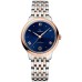 Réplica Omega De Ville Prestige Co-Axial Master Chronometer 34mm Mostrador Azul Relógio Feminino em Ouro Rosa e Aço 434.20.34.20.03.001
