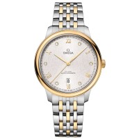 Cópia Omega De Ville Prestige Co-Axial Master Chronometer 40mm Silver Diamond Dial Relógio masculino em ouro amarelo e aço 434.20.40.20.52.001