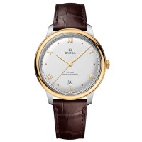 Replica Relógio Omega De Ville Prestige Co-Axial Master Chronometer 40mm com mostrador prateado e pulseira de couro 434.23.40.20.02.002