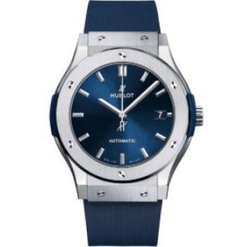 Réplica Hublot Classic Fusion com mostrador azul e pulseira de borracha relógio masculino 511.NX.7170.RX