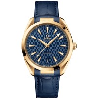 Réplica Omega Seamaster Aqua Terra 150m Master Co-Axial Tokyo 2020 mostrador azul pulseira de couro relógio masculino 522.53.41.21.03.001