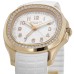 Copiar relógio feminino Patek Philippe Aquanaut com mostrador branco e pulseira composta de diamante 5269/200R-001