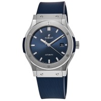 Replica Relógio Hublot Classic Fusion 42 mm mostrador azul com pulseira de borracha 542.NX.7170.RX