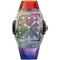 Copiar relógio masculino Hublot Spirit of Big Bang com mostrador de cristal e pulseira de couro 665.NX.9910.LR.0999