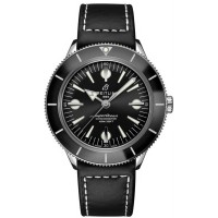 Réplica Breitling Superocean Heritage '57 com mostrador preto e pulseira de couro marrom relógio masculino A10370121B1X2