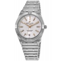 Cópia Breitling Chronomat Automático 36 Mostrador de Diamante Branco Relógio Feminino de Aço Inoxidável A10380101A2A1