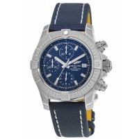 Replica Relógio Breitling Avenger Chronograph 43 mostrador azul com pulseira de couro azul A13385101C1X2