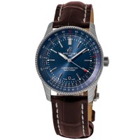 Cópia Breitling Navitimer Automático 41 Relógio Masculino com Pulseira de Couro com Mostrador Azul A17326161C1P2