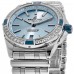 Réplica Breitling Super Chronomat Automático 38 Mostrador Azul Claro Relógio Feminino em Aço Diamante A17356531C1A1