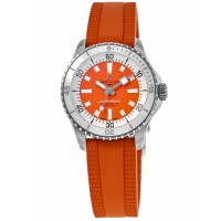 Relógio feminino falso Breitling Superocean automático 36 mostrador laranja com pulseira de borracha A17377211O1S1