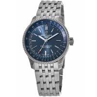 Relógio feminino falso Breitling Navitimer automático 35 com mostrador azul em aço inoxidável A17395161C1A1