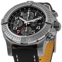 Réplica Breitling Avenger Chronograph GMT 45 Relógio masculino com pulseira de couro com mostrador preto A24315101B1X1