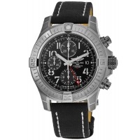 Cópia Breitling Avenger Chronograph GMT 45 Relógio masculino com pulseira de couro com mostrador preto A24315101B1X2