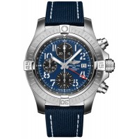 Réplica Breitling Avenger Chronograph GMT 45 Relógio masculino com pulseira de couro com mostrador azul A24315101C1X1