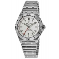 Réplica Breitling Chronomat Automático GMT 40 Relógio Masculino de Aço com Mostrador Branco A32398101A1A1