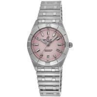 Cópia Breitling Chronomat Quartz 32 Relógio feminino de aço com mostrador rosa A77310101K1A1