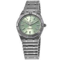 Réplica Breitling Chronomat Quartz 32 Relógio Feminino de Aço com Mostrador Verde A77310101L1A1