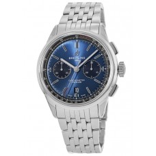 Cópia Breitling Premier B01 cronógrafo 42 mostrador azul relógio masculino de aço inoxidável AB0118221C1A1