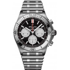Cópia Breitling Chronomat B01 42 Relógio masculino de aço inoxidável com mostrador cronógrafo preto AB0134101B1A1