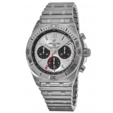 Cópia Breitling Chronomat B01 42 Relógio masculino de aço inoxidável com mostrador cronógrafo prateado AB0134101G1A1