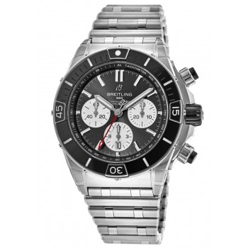 Cópia Breitling Super Chronomat B01 44 Relógio masculino de aço com mostrador preto AB0136251B1A1
