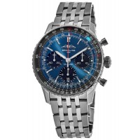 Réplica Breitling Navitimer B01 Cronógrafo 41 Relógio Masculino de Aço com Mostrador Azul AB0139241C1A1