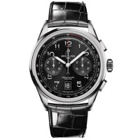 Replica Relógio Breitling Premier B01 cronógrafo 42 mostrador preto com pulseira de couro AB0145221B1P1