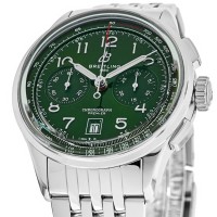 Replica Relógio Breitling Premier B01 cronógrafo 42 mostrador verde em aço AB0145371L1A1