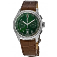 Cópia Breitling Premier B01 cronógrafo 42 mostrador verde pulseira de couro relógio masculino AB0145371L1P1