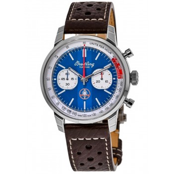 Replica Relógio Breitling Top Time Shelby Cobra com mostrador azul e pulseira de couro AB01763A1C1X1