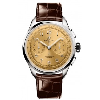 Réplica Breitling Premier Chronograph 40 Relógio Masculino com Pulseira de Couro com Mostrador de Cobre AB0930F51H1P1