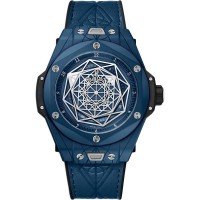 Cópia Hublot Big Bang Sang Bleu Mostrador Azul Pulseira de Couro Azul Relógio Masculino H415.EX.7179.VR.MXM19