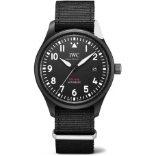 Cópia IWC Pilot's Top Gun com mostrador preto e pulseira de tecido relógio masculino IW326906